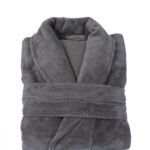 Gray microfiber + terry bathrobe